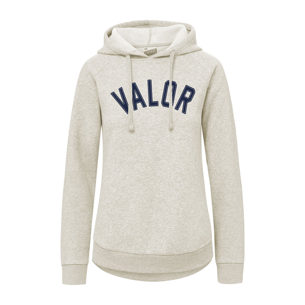 Women's Vintage Appliqué Throwback Hoodie - Heather Oatmeal