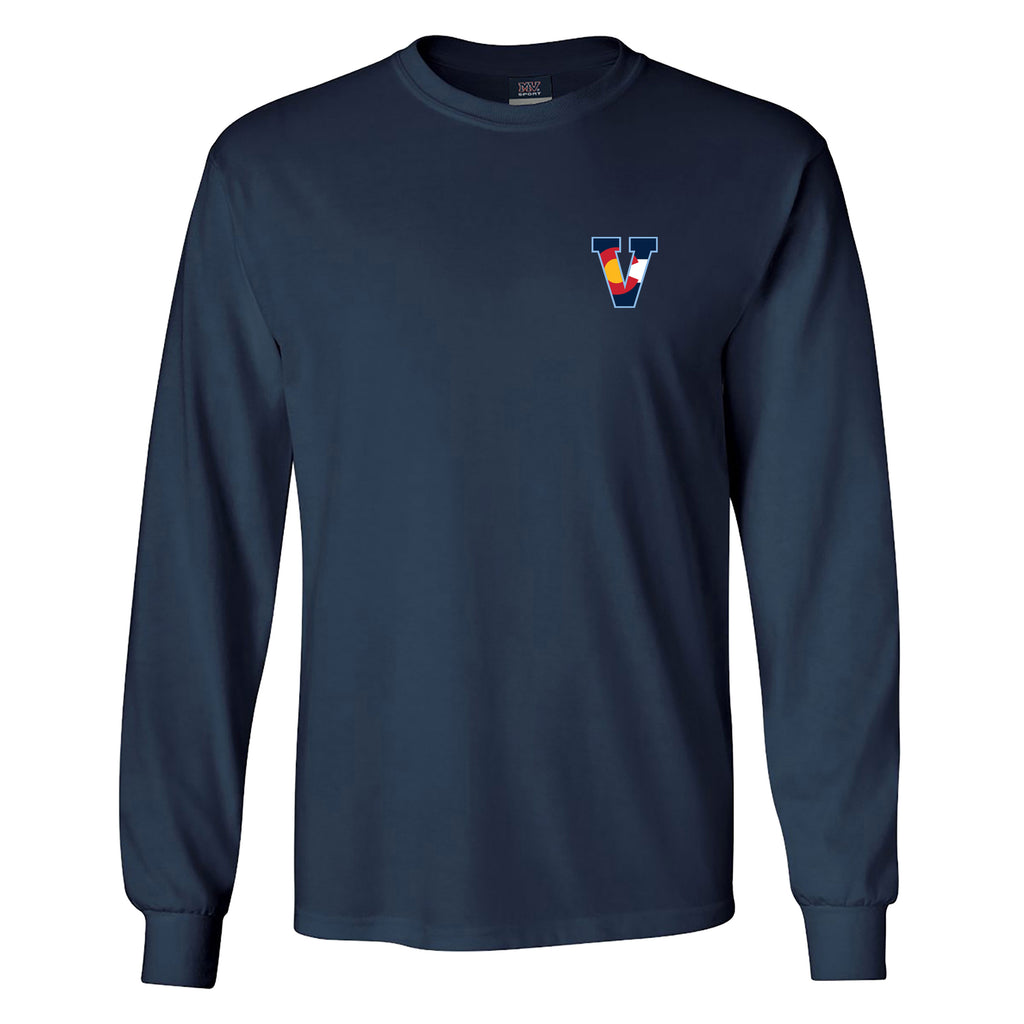 Colorado Flag Inspired "V" Long Sleeve Tee - Navy