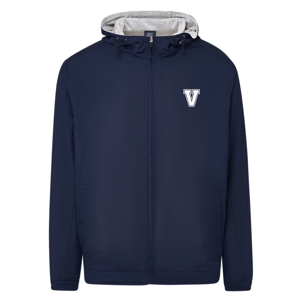 Jersey Lined Water Resistant Wind Breaker - Navy