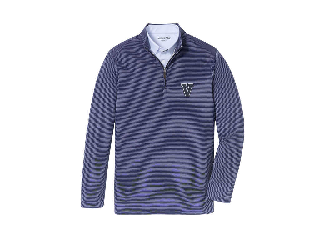 Mizzen & Main Navy Coastal Striped 1/4 Zip