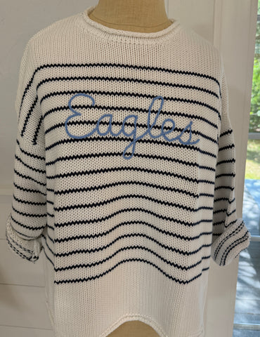 Chloe Striped "Eagles" Sweater by Pink Pineapple