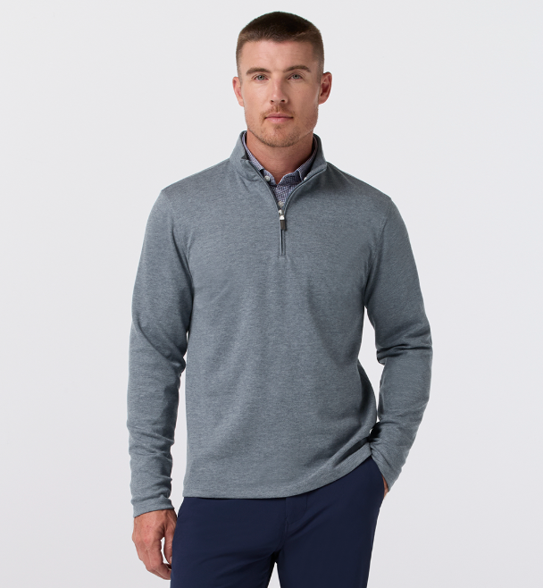 Mizzen & Main KPI Quarter Zip - Dark Slate Heather