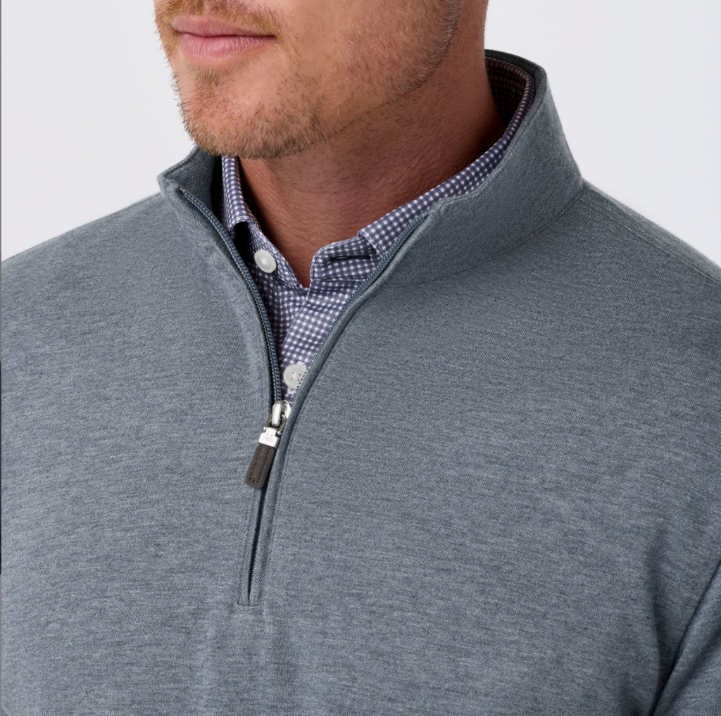 Mizzen & Main KPI Quarter Zip - Dark Slate Heather