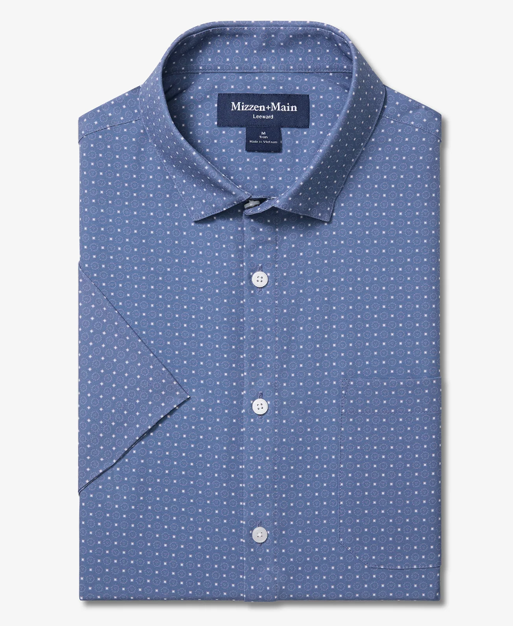 Mizzen & Main Leeward SS Dress Shirt - Coastal Fjord Medallion