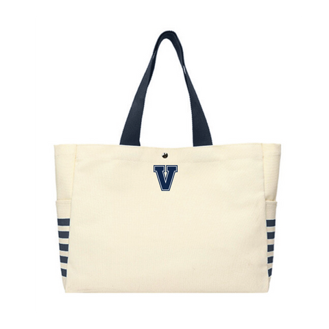 Canvas Tote bag with Embroidered V Logo